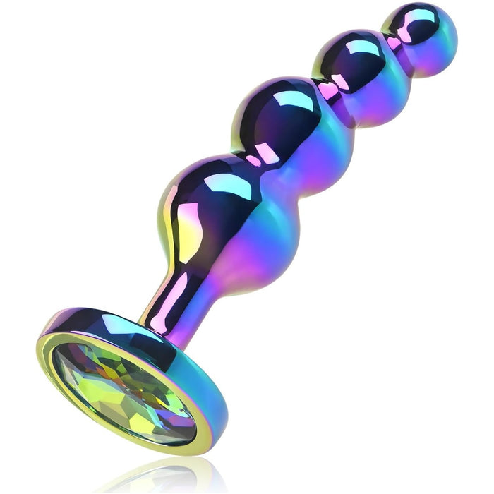 Металлический анальный плагин с четырьмя шариками среднего размера с сильной присоской