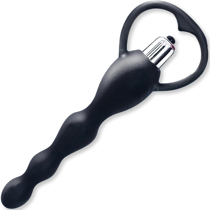 Analais vibrators ar pērlītēm 19 cm ar regulējamām vibrācijām un silikona virsmu