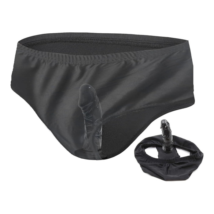Vīriešu lakādas apakšbikses ar noņemamu analo dildo