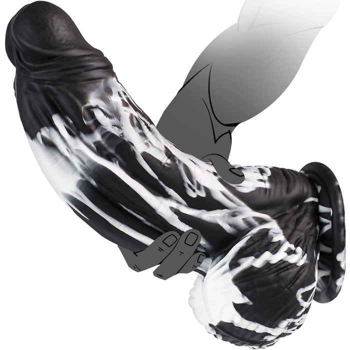 XXL Fantāzijas Dildo ar Spēcīgu Piesūcekni, 24.5 cm Liels Melns Anālais Rotaļlieta