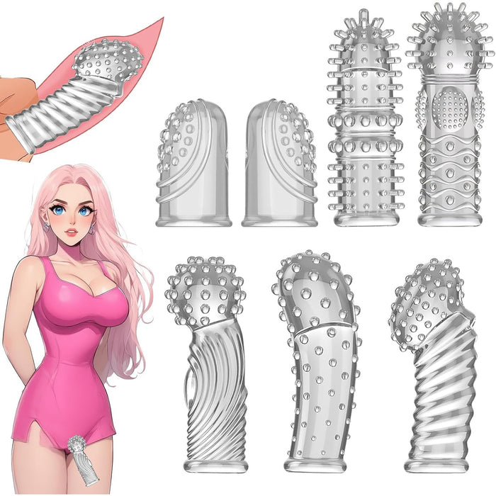 7 gabalu pirkstu uzgaļu komplekts – erotisks masāžas rīks un stimulators