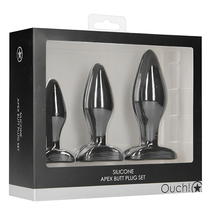 Набор чёрных анальных пробок Apex