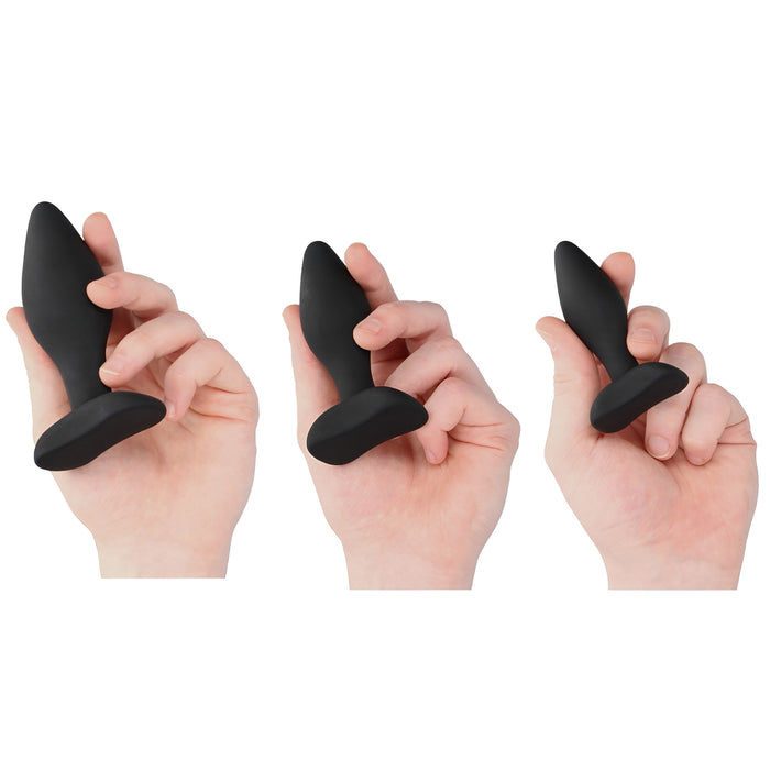 Набор чёрных анальных пробок Apex