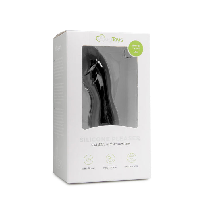 Easytoys Black Silicone Suction Cup melns silikona dildo ar piesūcekni