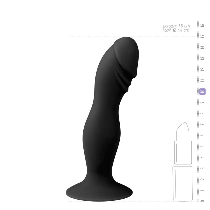 Easytoys Black Silicone Suction Cup melns silikona dildo ar piesūcekni