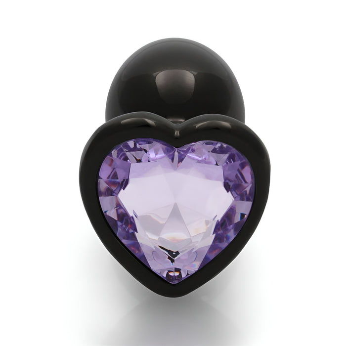 Ой! Черный алюминиевый анальный штекер в форме сердца с кристаллом