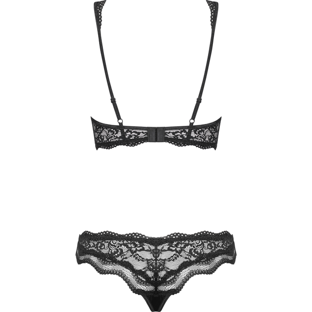 Obsessive Luvae divdaļīgs apakšveļas komplekts, melns, S/M izmērs
