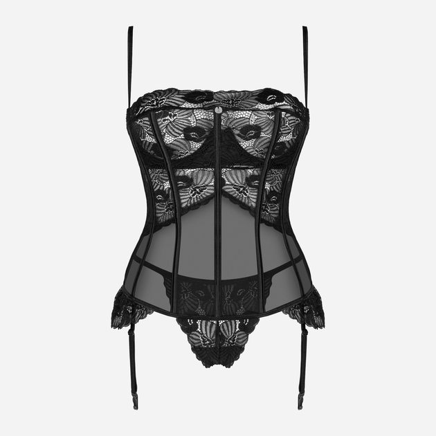 Obsessive melna mežģīņu korsete + stringi SERENA LOVE, XS/S izmērs