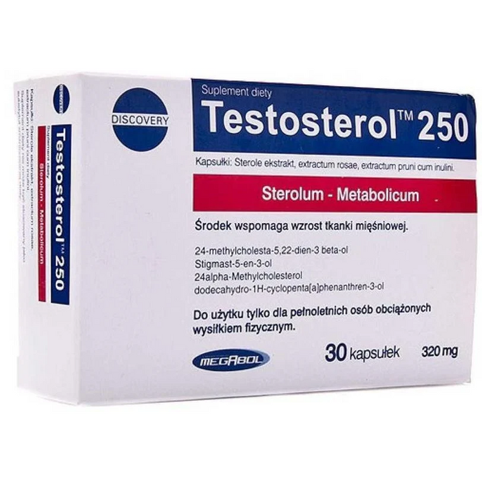 Megabol Testosterol 250 – testosterono papildai vyrams, 30 kapsulių