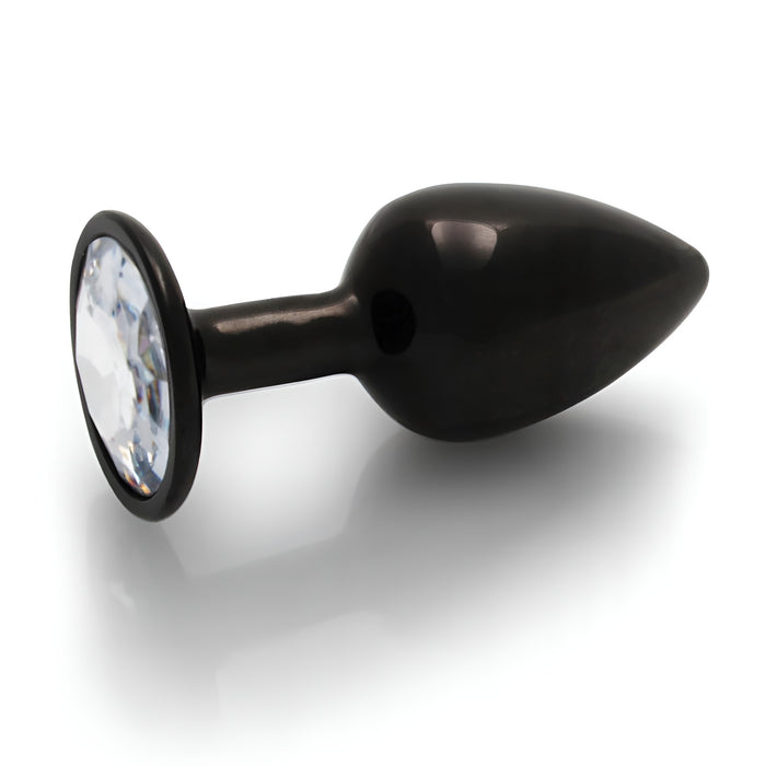 Ой! aliuminis черный анальный плаг с кристаллом