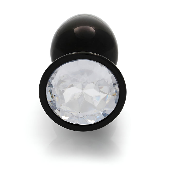 Ой! aliuminis черный анальный плаг с кристаллом