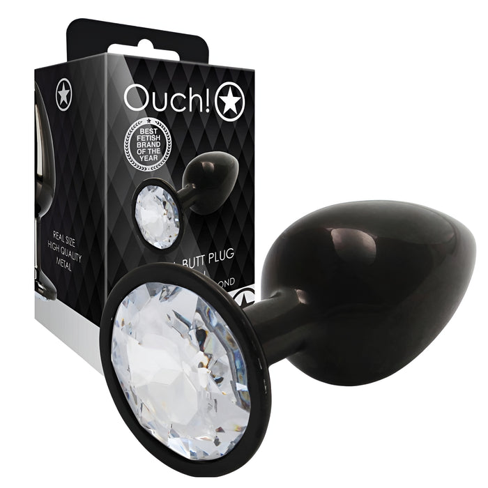 Ой! aliuminis черный анальный плаг с кристаллом