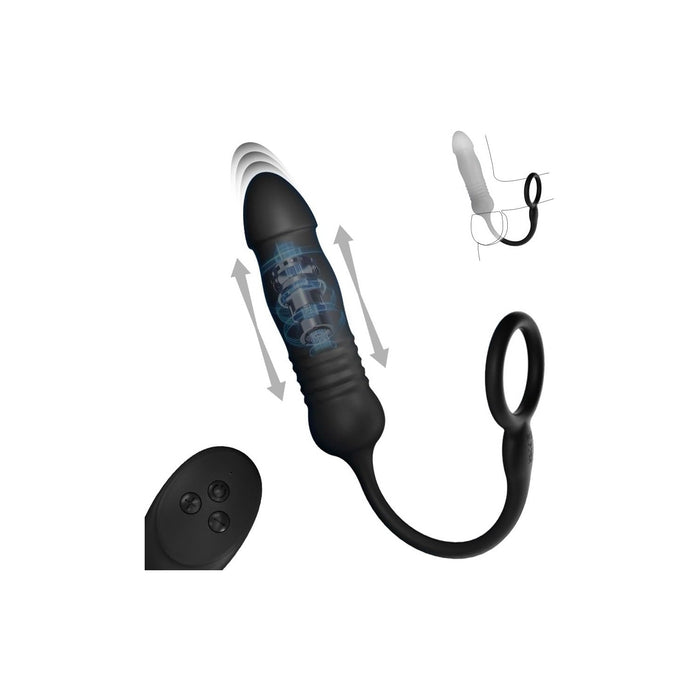 Vibrējošs Anālais Stimulators Vīriešiem ar Penisa Gredzenu un Tālvadību