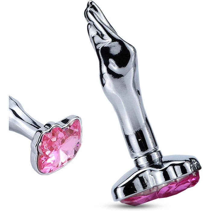 Элегантный металлический анальный плаг с базой из кристалла, маленький розовый