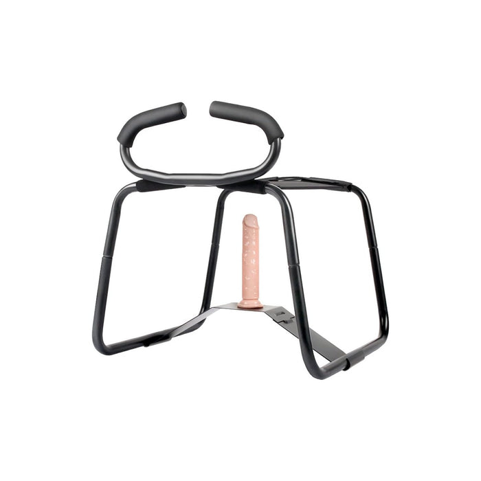 Ērts un universāls BDSM krēsls ar silikona dildo un rokturi