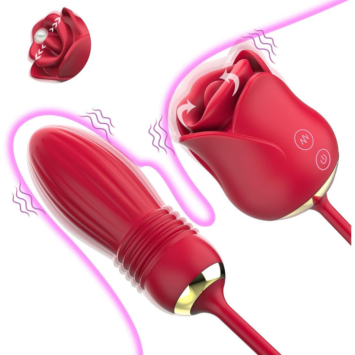 2-in-1 Mēles Forma Vibrators ar 10 Vibrācijas un 3 Skūpstu Režīmiem Sievietēm