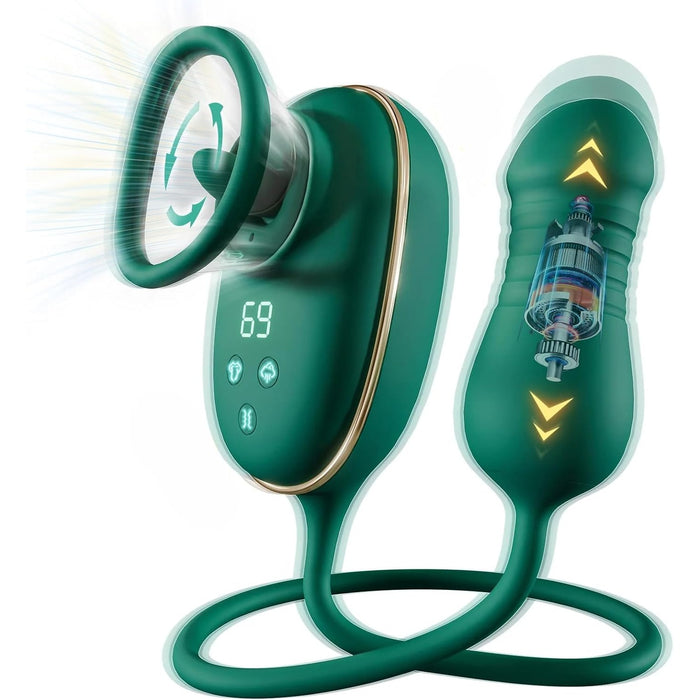 Vibrators sievietēm ar 9 teleskopiskajiem un 3 sūkšanas režīmiem