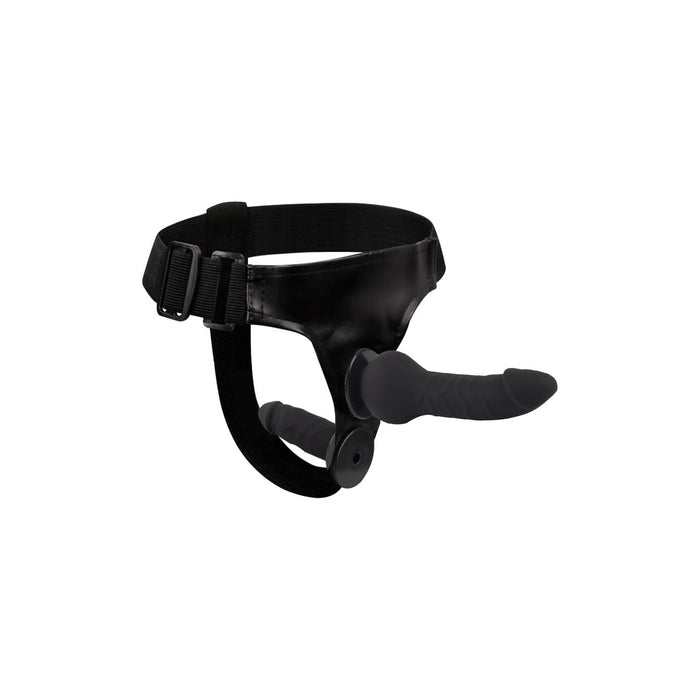 Regulējams sieviešu strap-on komplekts ar diviem silikona dildo – 15 un 11,5 cm
