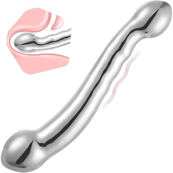 Двойной металлический фаллоимитатор с сильной присоской для массажа G и P точек