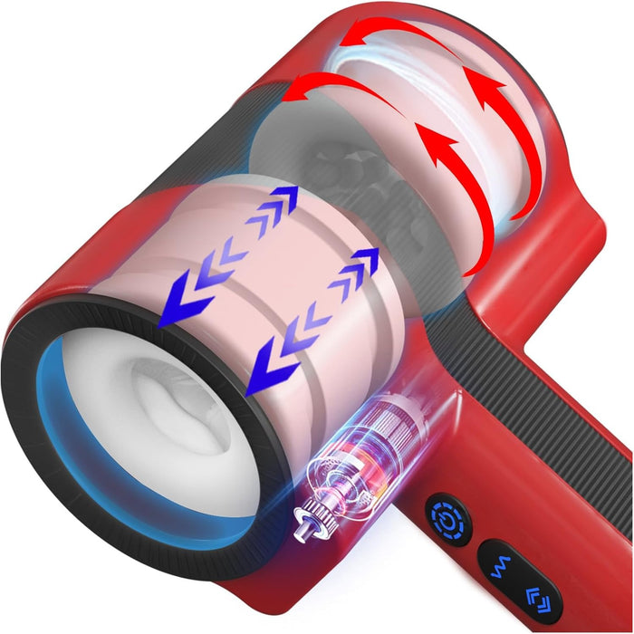 Elektriskais vīriešu masturbators ar dubulto iekšējo daļu un vibrāciju