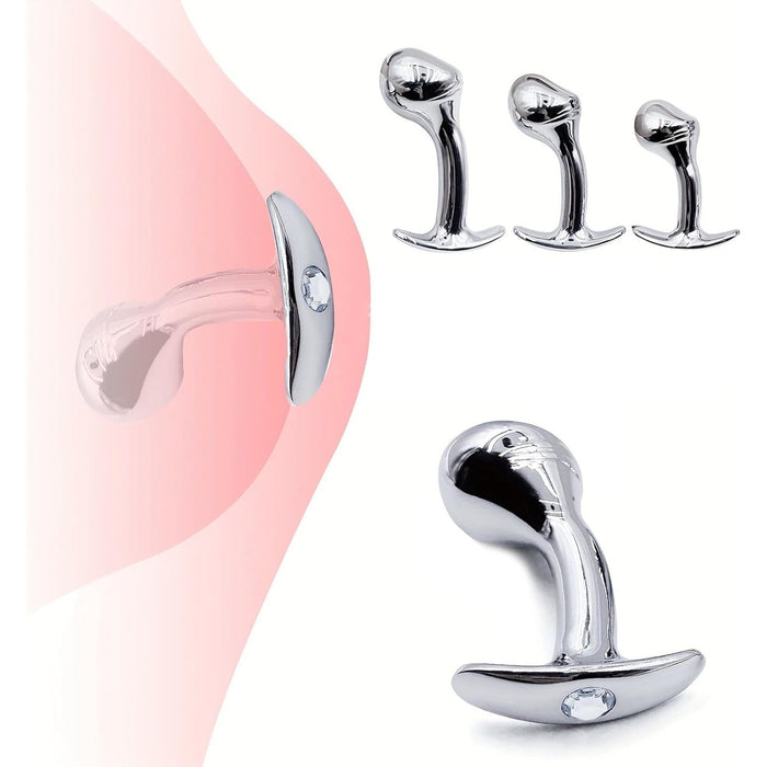 Металлические анальные пробки 3 размера с сильной присоской для мужчин и женщин