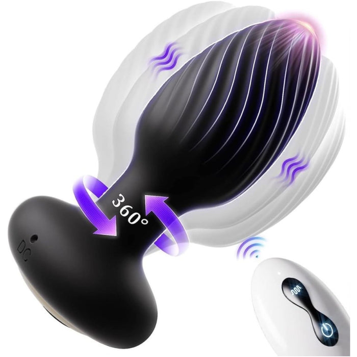 Elektro anālais plugs ar 7 vibrācijas un rotācijas režīmiem, tālvadības pulti un USB uzlādi