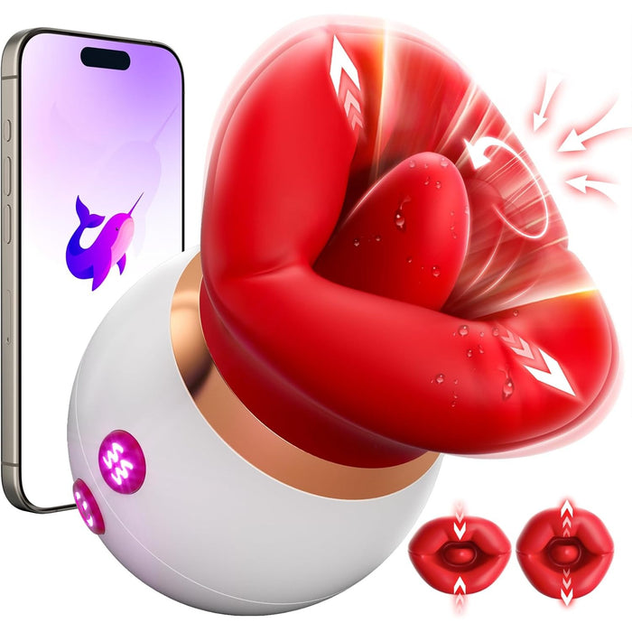 3-in-1 Mutes Vibrators ar 360° Rotējošu Mēli un Stipru Sūkšanas Funkciju ar APP Vadību