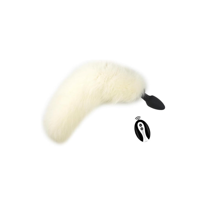 Силиконовый анальный плаг с фухсшванцем и вибрацией с сильной присоской