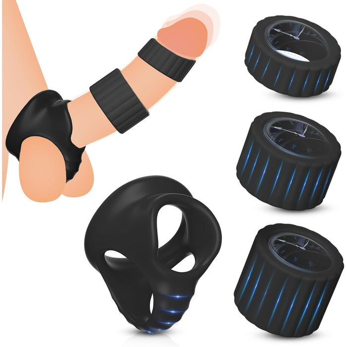 Набор из 4 мужских эрекционных колец с сильной присоской и силиконовым покрытием
