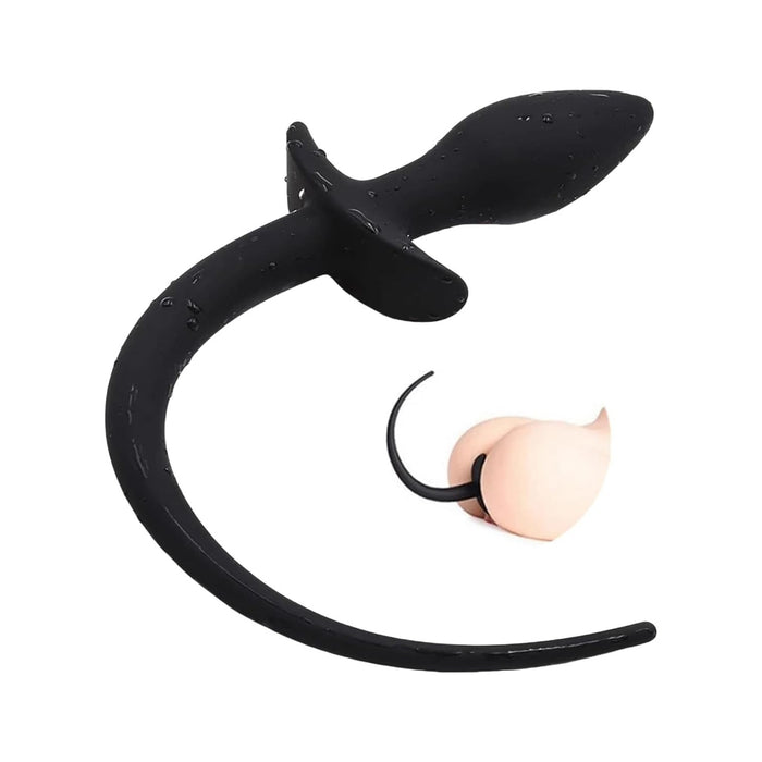 Силиконовая анальная пробка с длинным хвостом щенка для ролевых игр