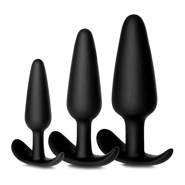 Набор из 3 анальных плагов из силикона с сильной присоской, три размера