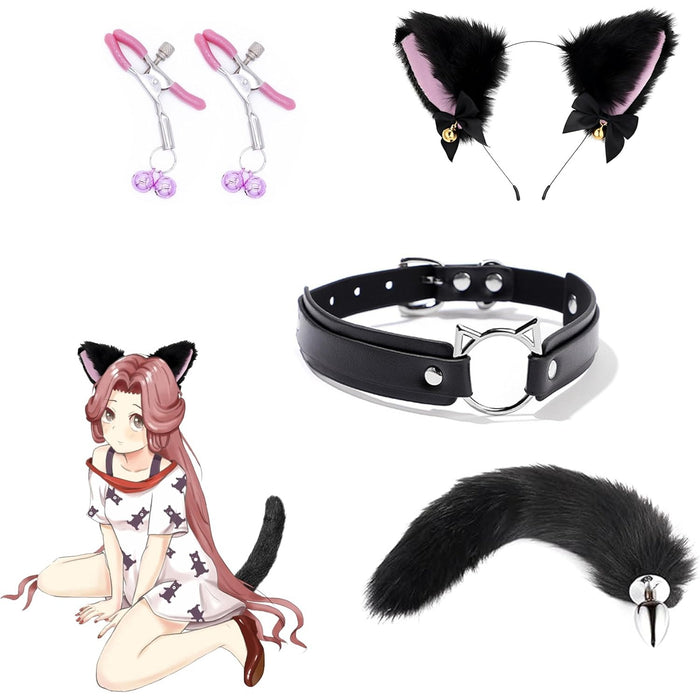 4 gab. Metāla Anālie Dildo ar Lapsas Astēm un Kaķa Ausīm BDSM un Cosplay Rotaļlietas Pāriem