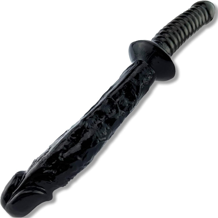 Reālistisks melns dildo 30 cm ar lielu galviņu un rokturi