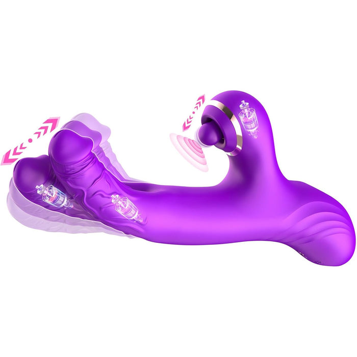 3 in 1 Vibrators ar Klitora un G punkta Stimulāciju Sievietēm (10 režīmi, Violets)