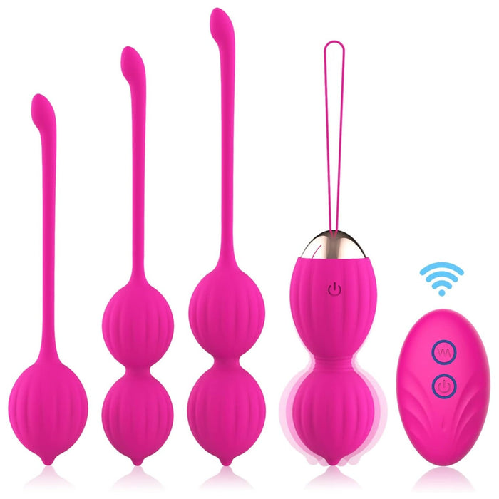 Kegela bumbiņas sievietēm ar 12 vibrācijas režīmiem un tālvadību, sarkanas