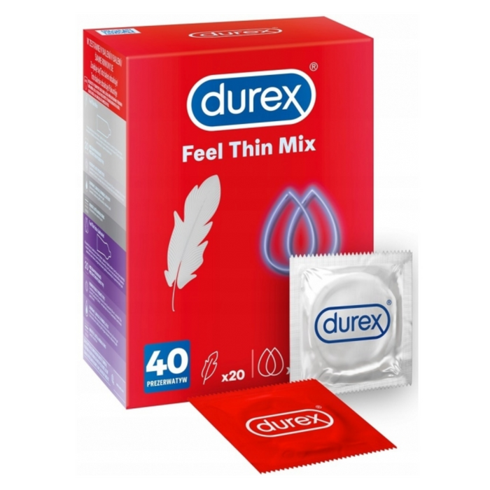 Durex Feel Thin Mix prezervatīvi 40 gab.