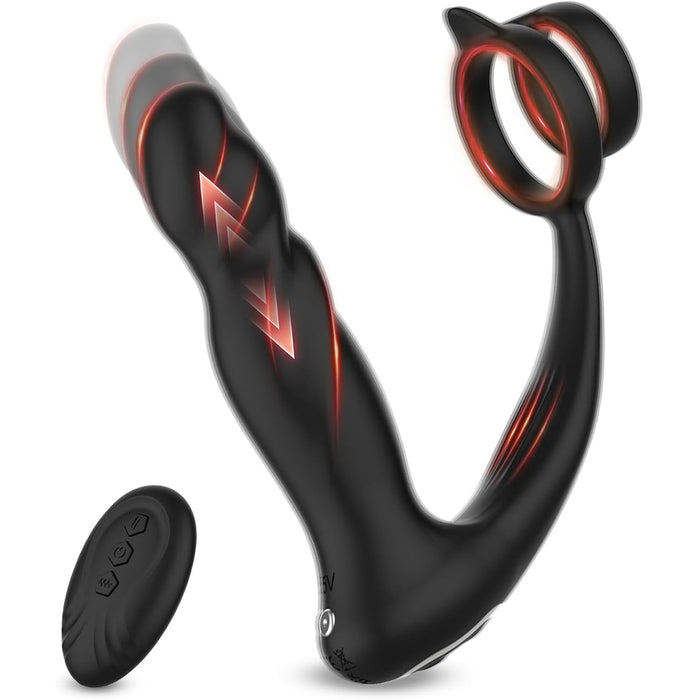 2-в-1 анальный вибратор для мужчин с 10 режимами и двойным кольцом с сильной присоской