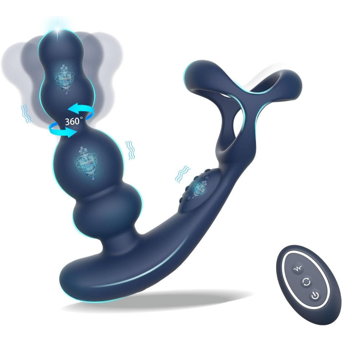 4 vienā analais vibrators vīriešiem ar 10 vibrācijas un 3 rotācijas režīmiem