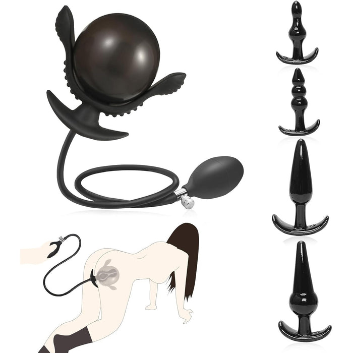 5 daļu uzpūšamu anālo ķermeņu komplekts ar sūkni un dažādību