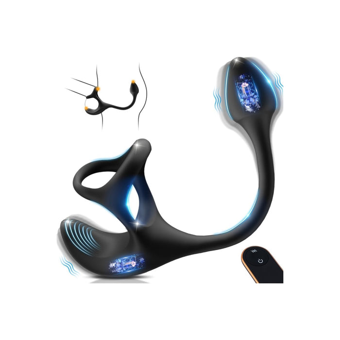 4-in-1 Anālais Vibrators Vīriešiem ar Dzimumlocekļa Gredzenu un 9 Vibrācijas Režīmiem