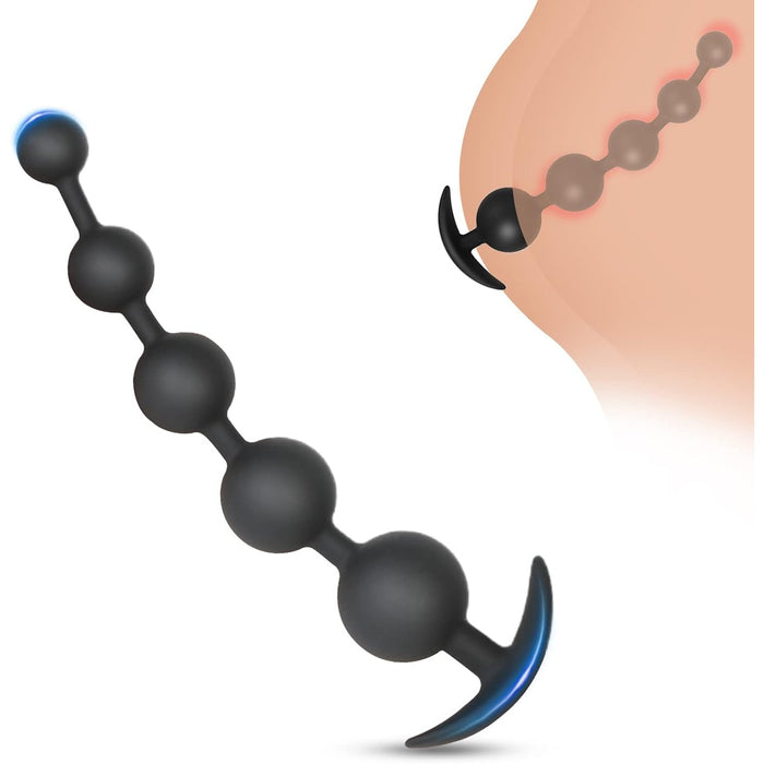 Гибкая силиконовая анальная цепочка с 5 шарами, с сильной присоской, длинная