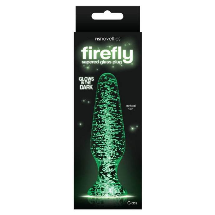 Firefly spīd tumšā stikla anālajā spraudnī