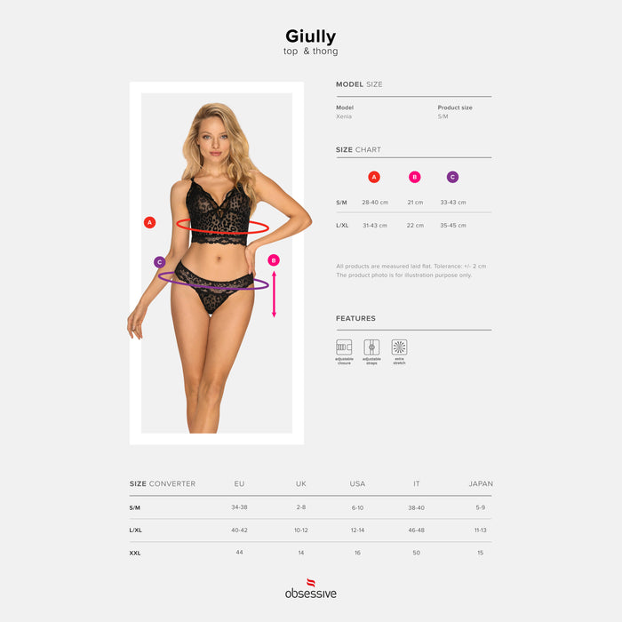 Obsessive Giully – divu daļu komplekts, melns