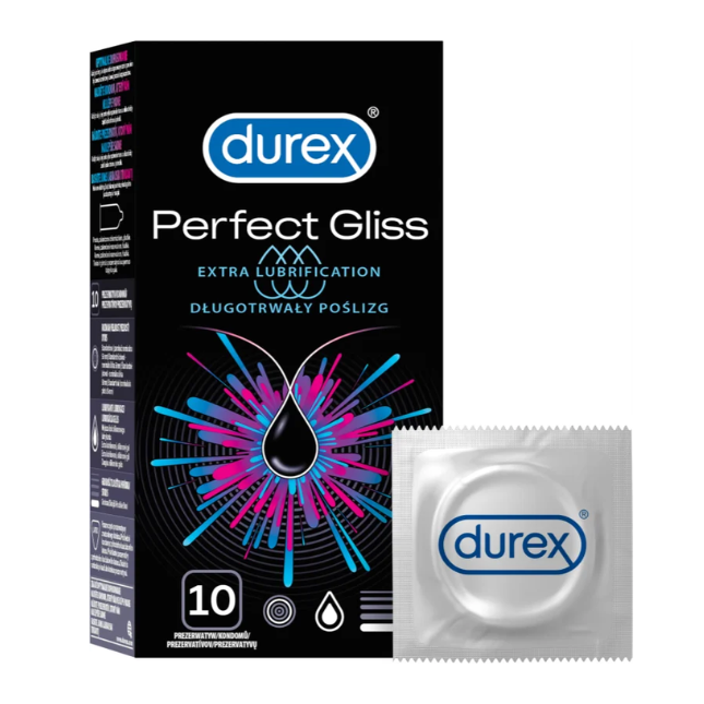 Durex Perfect Gliss ilgnoturīgie prezervatīvi, 10 gab.