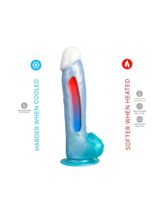 SilexD Angel – dildo, silikona, termoreaktīvs, zils, 20,3 cm
