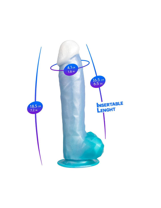 SilexD Angel – dildo, silikona, termoreaktīvs, zils, 20,3 cm