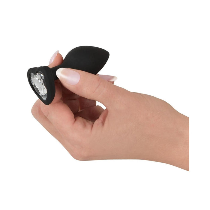 Silikona anālais aizbāznis ar sirds formas kristālu Ø 2,8 cm