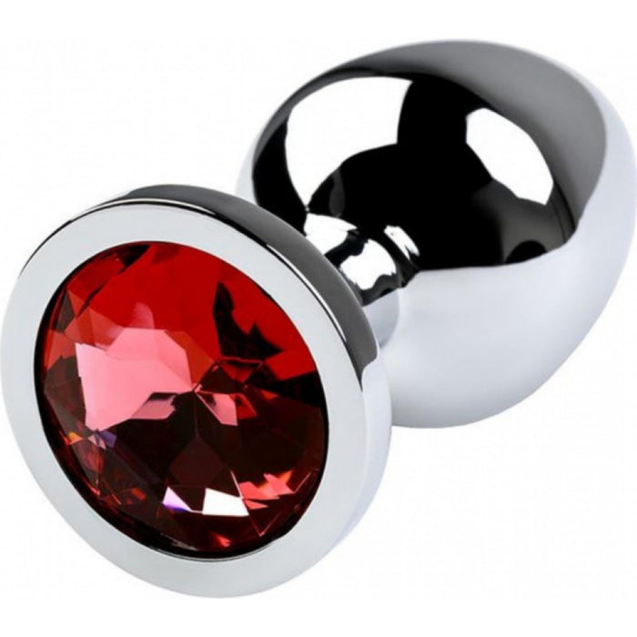Anālais aizbāznis Sudraba krāsā ar dārgakmeni, sarkans