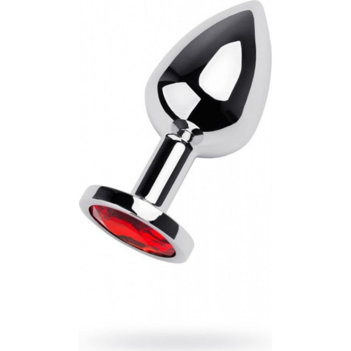 Anālais aizbāznis Sudraba krāsā ar dārgakmeni, sarkans