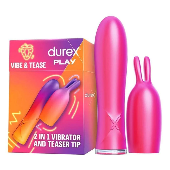 Durex Play Vibe & Tease – вибратор 2-в-1 с насадкой для точечной стимуляции